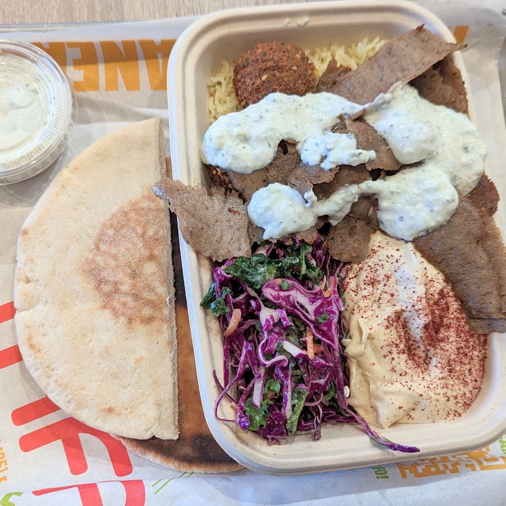 Yafa Hummus - Bowl 1/2 Gyro and 1/2 Falafel - Mediterranean Near Me - Dublin, California Yafa Hummus - Bowl 1/2 Gyro and 1/2 Falafel - Mediterranean Near Me - Dublin, California