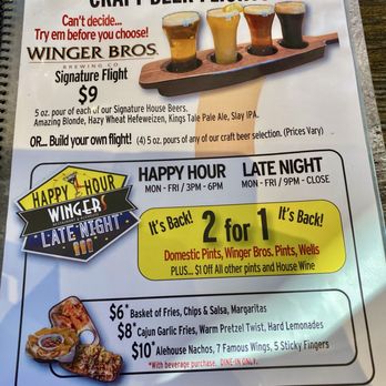 WINGERS Restaurant & Alehouse - Menu 10/2025, their website pricing is not updated - Chicken Wings Near Me - Meridian, Idaho