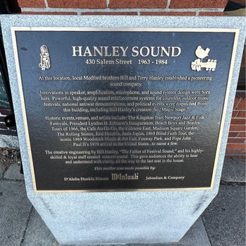 Hanley Sound Monument - Hanley Sound Monument. Creators of Concert Sound for Woodstock, The Beatles, The Beach Boys , The Rolling Stones & many others. - Audio/Visual Equipment Rental Near Me - Medford, Massachusetts Hanley Sound Monument - Hanley Sound Monument. Creators of Concert Sound for Woodstock, The Beatles, The Beach Boys , The Rolling Stones & many others. - Audio/Visual Equipment Rental Near Me - Medford, Massachusetts