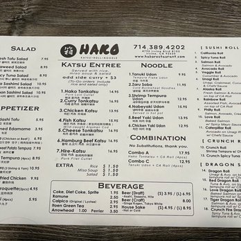 Hako - Menu (as of 1/6/22) - Sushi Bars Near Me - Irvine, California Hako - Menu (as of 1/6/22) - Sushi Bars Near Me - Irvine, California