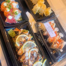 Rainbow Roll (top left) Glow Up Roll (bottom left)  Not sure what's those other two   All were delicious