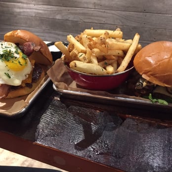 Burger Bench - Sunrise burger+truffle fries+black bean burger= - American Near Me - Escondido, California