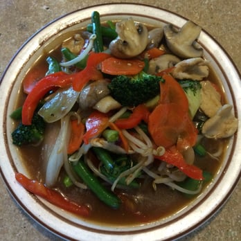 Saya Restaurant - Pad Pak Raumit (sautéed house vegetables) with chicken. Delicious! - Japanese Near Me - Kent, Washington Saya Restaurant - Pad Pak Raumit (sautéed house vegetables) with chicken. Delicious! - Japanese Near Me - Kent, Washington