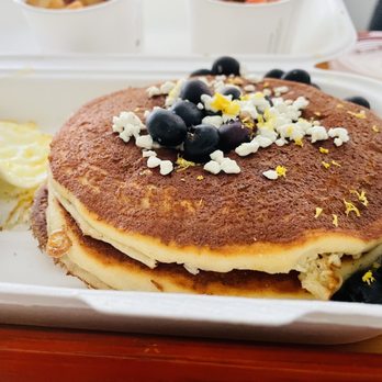 Another Broken Egg Cafe - Gluten Free Lemon Blueberry with Goat Cheese Pancakes - Breakfast & Brunch Near Me - Pembroke Pines, Florida