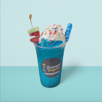 Diamond Daiquiris - a blue drink with ice cream and sprinkles - Cocktail Bars Near Me - Dayton, Ohio Diamond Daiquiris - a blue drink with ice cream and sprinkles - Cocktail Bars Near Me - Dayton, Ohio