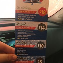 Patriot Car Wash - Pamphlet to take home with their hours and package options