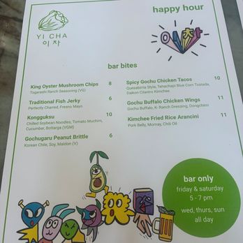 Yicha - Current Happy Hour Menu. - Korean Near Me - Los Angeles, California Yicha - Current Happy Hour Menu. - Korean Near Me - Los Angeles, California