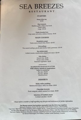 Menu photo 3 Sea Breezes Bernisdale, HLD