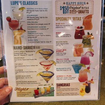 Lupe Tortilla Mexican Restaurant - Cocktail Menu - Mexican Near Me - Irving, Texas