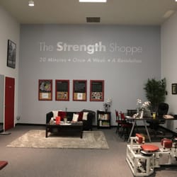 The Strength Shoppe - Client waiting area with magazines.