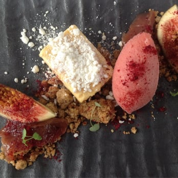Taxi Kitchen - Hazelnut praline and plum sorbet, Taxi Dining Room - Gluten-Free Near Me - Melbourne, VIC
