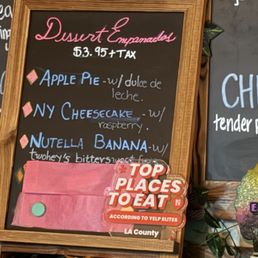 Dessert empanadas menu. Highly recommend saving eo for them!