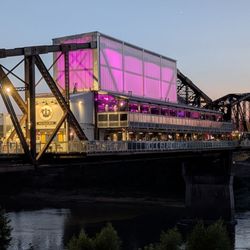 Rock Island Bridge - Bridge at sunset, all lit up!