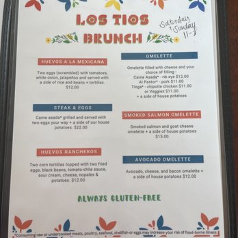 Los Tios - Brunch menu - Gluten-Free Near Me - Prince George, Virginia