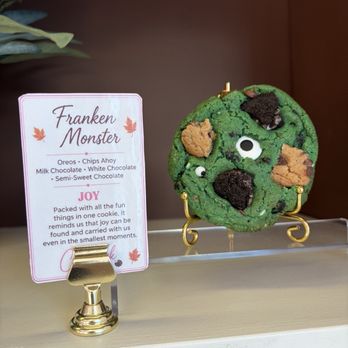 Comeback Cookie - Normally the blue Cookie Monster cookie, but it's green for Halloween and Frankenstein - Desserts Near Me - Mansfield, Texas