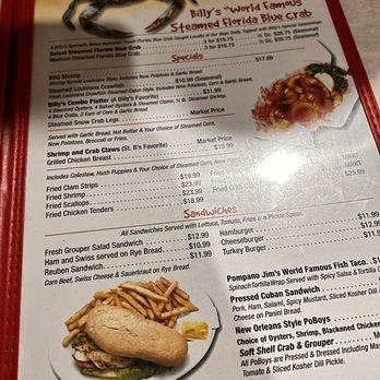 Billy's Oyster Bar - menu and prices - Seafood Near Me - Panama City Beach, Florida Billy's Oyster Bar - menu and prices - Seafood Near Me - Panama City Beach, Florida