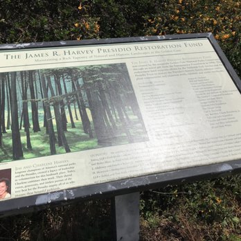 The Presidio - Sign explaining the James R. Harvey Presidio Restoration Fund at the Presidio in San Francisco. - Parks Near Me