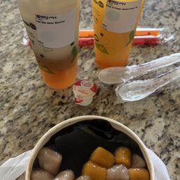 Icy Grass Jelly Signature, Fresh Milk Winter Melon Tea, Mango & Orange Jasmine Green Tea