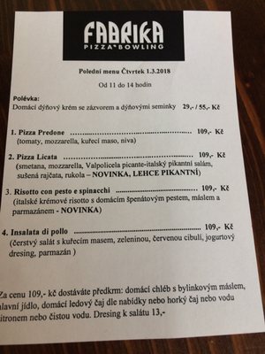 Menu photo 3 Fabrika Havlíčkův Brod, VY Menu photo 3 Fabrika Havlíčkův Brod, VY
