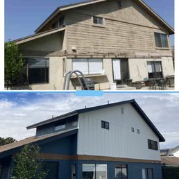 Before and after of the back of our house Before and after of the back of our house