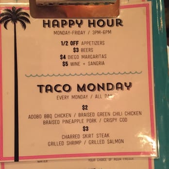 Diego Pops - Happy hour menu! Definitely try his place out! - Cocktail Bars Near Me - Scottsdale, Arizona