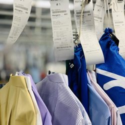 Hangers Cleaners - Orders completed and waiting to be bagged.