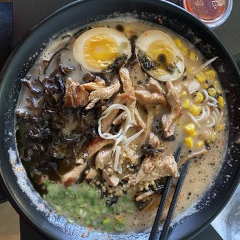 Kenji's - The Couve Ramen with chicken, mushrooms, egg, garlic, chili paste - Ramen Near Me - Vancouver, Washington Kenji's - The Couve Ramen with chicken, mushrooms, egg, garlic, chili paste - Ramen Near Me - Vancouver, Washington
