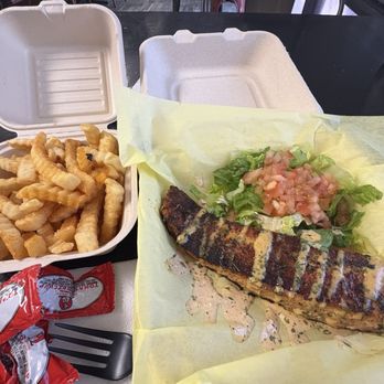 Chef2thebone Fish Fry & More - Blackened Salmon Plate - Southern Near Me - Corona, California Chef2thebone Fish Fry & More - Blackened Salmon Plate - Southern Near Me - Corona, California