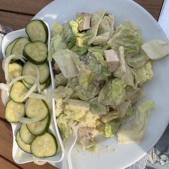 Okoboji Store - Chicken Cesar Salad with vinegar cucumbers - New American Near Me - Okoboji, Iowa Okoboji Store - Chicken Cesar Salad with vinegar cucumbers - New American Near Me - Okoboji, Iowa