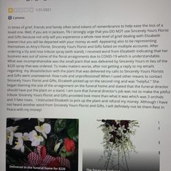 Sincerely Yours Florist & Gifts - Unprofessional and dishonest