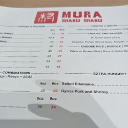 Mura Shabu Shabu - Menu