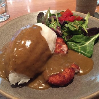 wagamama - Prudential - Curry Chicken katsu. Nice plating. More chicken under the rice. Good portion size but $16 - Asian Fusion Near Me - Boston, Massachusetts
