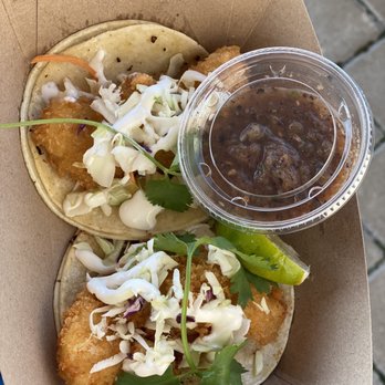 Water's Table - Fish tacos with cole slaw and lime - New American Near Me - Renton, Washington