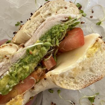Creekside Bagel Bakery - Creekside Turkey on an onion bagel - Bagels Near Me - Salinas, California Creekside Bagel Bakery - Creekside Turkey on an onion bagel - Bagels Near Me - Salinas, California