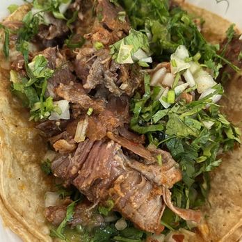 Carnicerias Guanajuato - Close-up of my carnitas (chopped pork) taco - Grocery Near Me - Chicago, Illinois