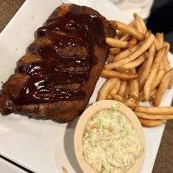 Brock's Surfside Grill & Pizzeria - 1/2 slab of BBQ ribs with fries & coleslaw