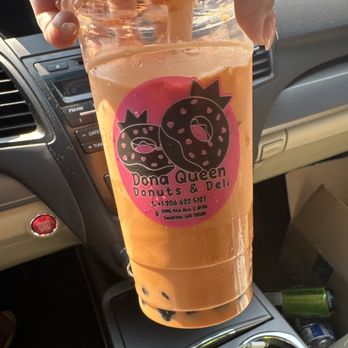 Dona Queen Donuts & Deli - Barely any boba in the Thai tea even with the huge cost!! - Bakeries Near Me - Seattle, Washington