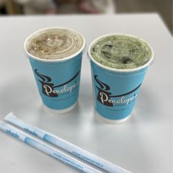 Penelope Coffee & Tea - Iced Banana Latte + Lavender Matcha (medium)