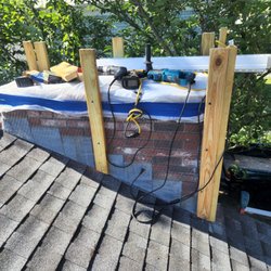 Kevin's Home Improvement and New England Arborist - Chimney closed off not in use ,Top demo screen & strapped preparation for Vinyl Siding.