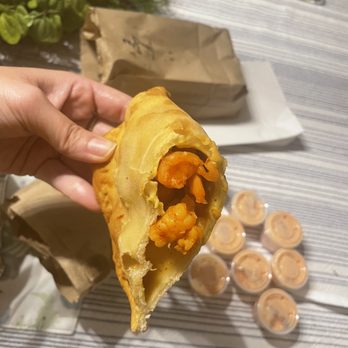 D'Empanadas - Shrimp Tunover is seasoned perfect and cooked perfect. Not chewy! - Empanadas Near Me - Lynn, Massachusetts