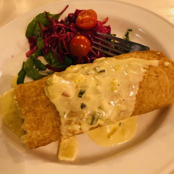 The Boxty House - Chicken Boxty (chicken chunks with a creamy sauce wrapped potato crepe) - Irish Near Me - Dublin, D The Boxty House - Chicken Boxty (chicken chunks with a creamy sauce wrapped potato crepe) - Irish Near Me - Dublin, D