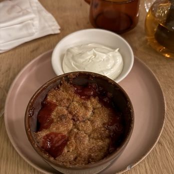 Saffy's - sour cherry cobbler, sweet cheese biscuit, tahitian vanilla whipped cream - Middle Eastern Near Me - Los Angeles, California