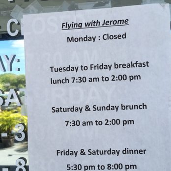 Flying With Jerome - Hours - Breakfast & Brunch Near Me - Clearwater, Florida
