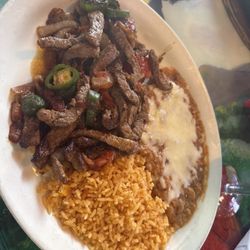 Restaurante Tequilas - Steak Mexicano with rice and beans