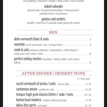 Laundry - Menu - New American Near Me - Steamboat Springs, Colorado Laundry - Menu - New American Near Me - Steamboat Springs, Colorado