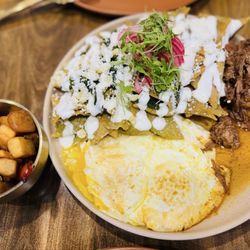 Camellia’s Brunch - Chilaquiles w/ eggs & birria