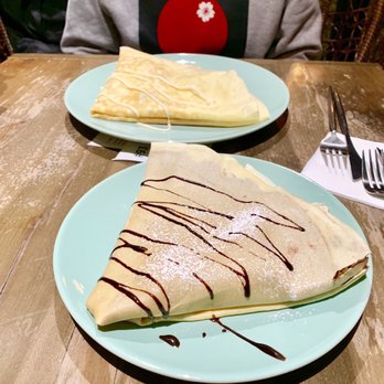T cafe - Mango nutella crepe in the front and bacon corn chees crepe in le back - Desserts Near Me - Philadelphia, Pennsylvania