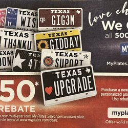 Texas Department Of Motor Vehicles - Myplates.com/deals