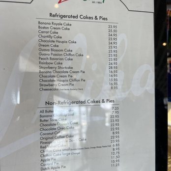 Liliha Bakery - 7/4/22 Menu - Bakeries Near Me - Honolulu, Hawaii
