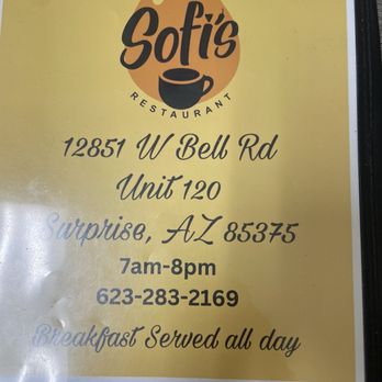 Sofis Restaurant - Menu - Mexican Near Me - Surprise, Arizona